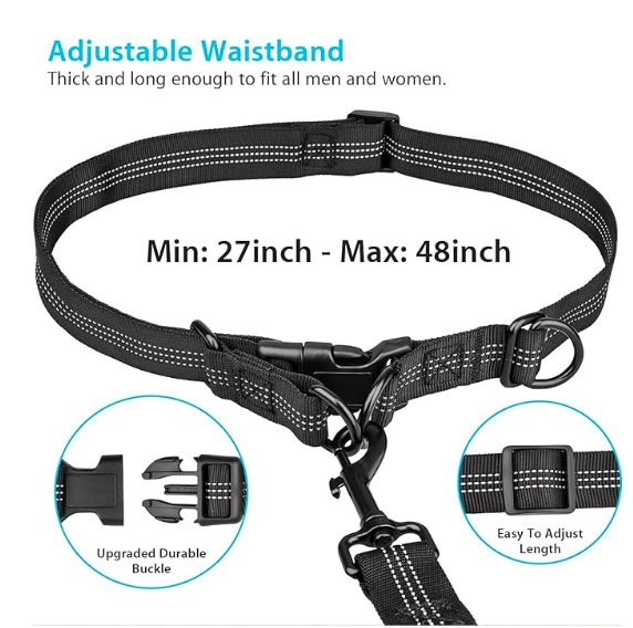 FreeStride™ Hands-Free Dog Leash – Waist Belt + Zipper Pouch for Walks & Runs