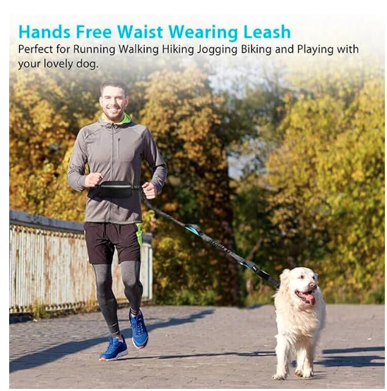 FreeStride™ Hands-Free Dog Leash – Waist Belt + Zipper Pouch for Walks & Runs