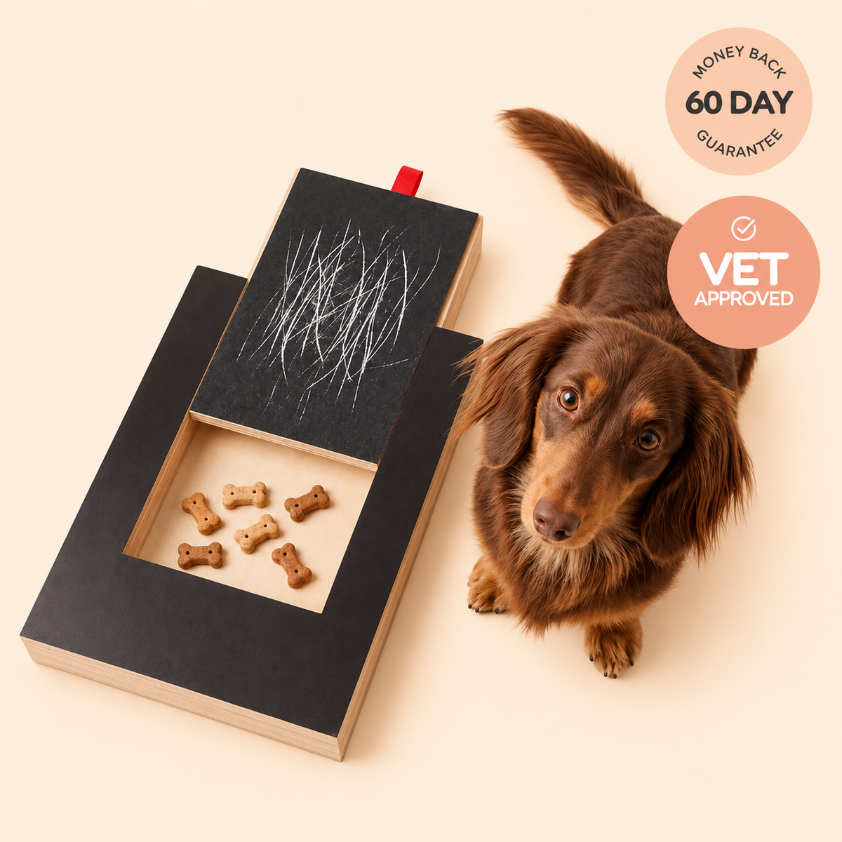 Treats hidden inside the ScratchCalm drawer scratch board